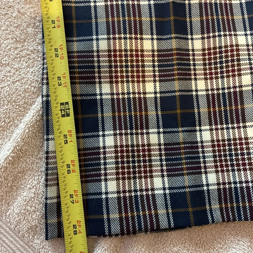 Tory Burch Women's Size 2 Garrett Tartan Plaid Crop Flare Pants Belt Loops